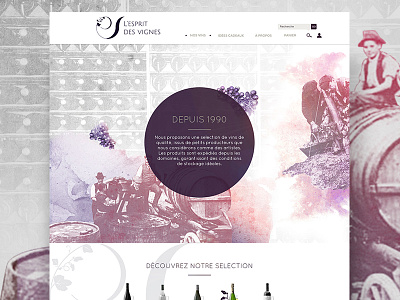 L'esprit des vignes - maquette authentic champagne classic elegant french history luxury maquette purple tradition webdesign wine