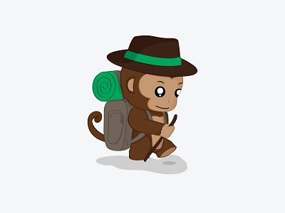 Mascot for BackpackMojo [V2] backpackmojo branding character etienne pigeyre hiking illustration mascot monkey