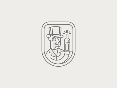 WIP Wine Badge badge bottle cork logo man monocle wine