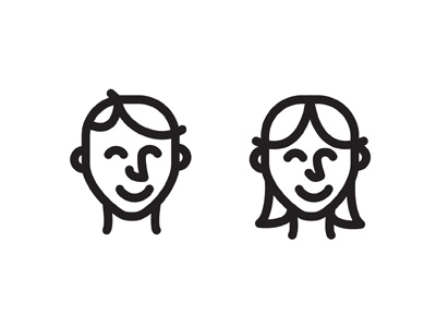 Buds boy girl head icon people