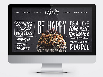 Vanilla Main Header Menu brand chalk cupcake design dessert food lettering site type typography web web design