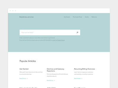 Braintree Support articles braintree brand clean design minimal simple support ui web website