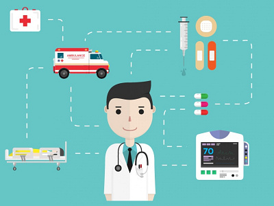 Medical icons in flat style ambulance doctor flat health medical medicine pill sickness vector