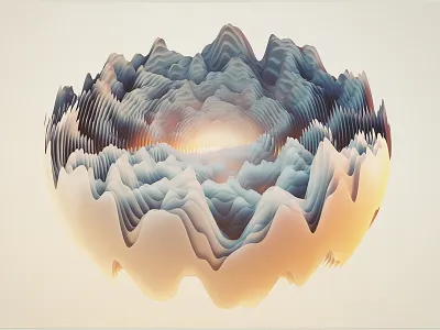 Waves 3d c4d cinema 4d cinema4d distortion octane render sunset waves