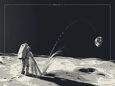 Miles and Miles and Miles art astronaut golf illustration poster screen print space
