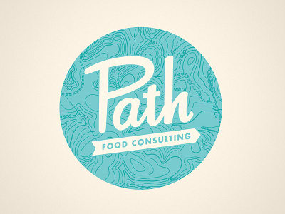 Path Food Co arrow austin cream food logo map path script topographic turquoise