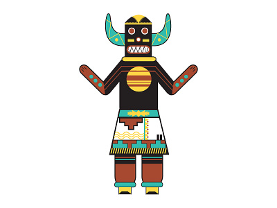 Kachina Buffalo Dancer buffalo character dancer drawing illustration kachina monster native american pattern spirit vector