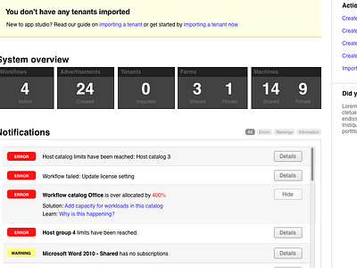 Dashboard wireframes