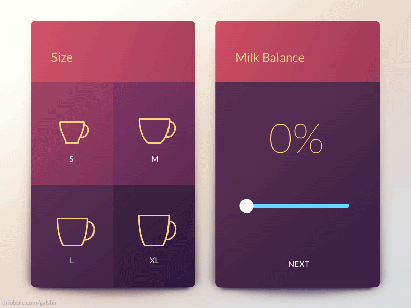 Coffee Maker App animation app coffee gif interface israel machine maker menu mobile ui ux