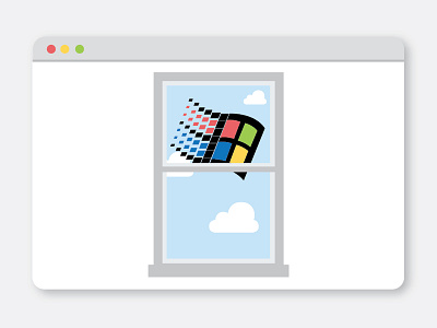 Nesting Windows 90s clouds flat fly illustration logo screen sky technology ui web page windows