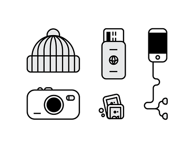 Adventure awaits adventure beanie camera cash hat headphones icon illustration iphone passport travel