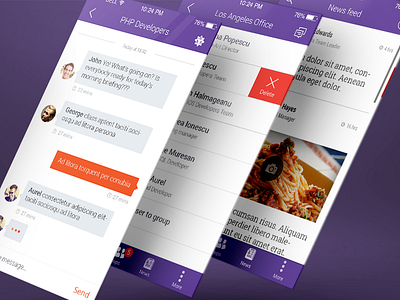 Internal Messaging App app chat chat app flat internal communications ios iphone messaging minimal news feed ui