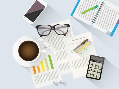 Paying bills adobe bills coffee flat free glasses vector