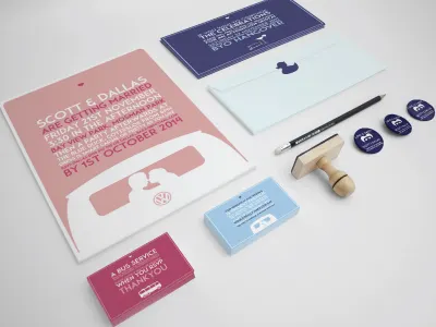 Wedding set awesomeness duck invite kombi vw wedding