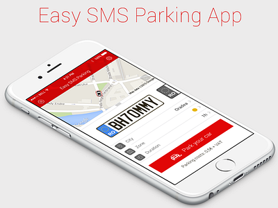 Easy Sms Parking App Concept app design flat ios iphone 6 iphone app minimal red sms parking