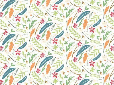 Meadow Scatter Pattern - Small acorn design floral flower illustration illustrator pattern repeating scale small spring vector