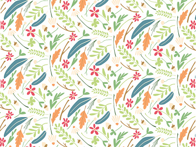 Meadow Scatter Pattern - Small acorn design floral flower illustration illustrator pattern repeating scale small spring vector