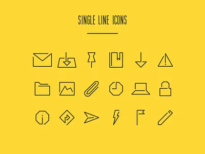 Single Line Icons bookmark collection download folder free icons letter line picture pin send single