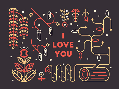 Valentine's flat flowers i love you line log plants valentines day