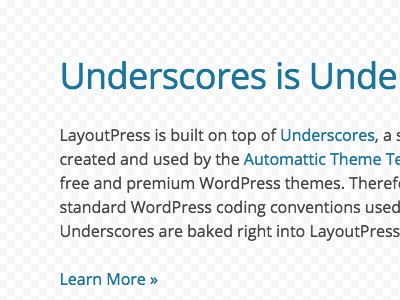 LayoutPress Website Underscores is Underneath design development underscores website wordpress