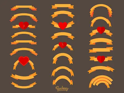 Love Ribbons adobe free hearts love orange ribbons vector