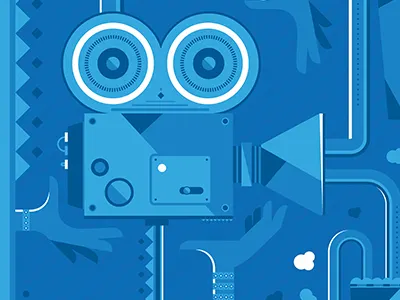 Fun At The Cinema blue camera cinema illustration illustrator shapes vector