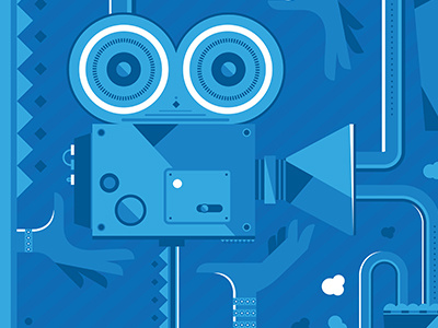 Fun At The Cinema blue camera cinema illustration illustrator shapes vector