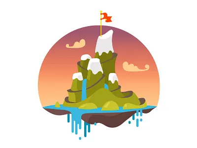 Island clouds finish flag grass island mountain nature rock snow top water waterfall