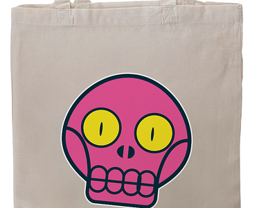 Tote bag skull pink skull yellow tote bag