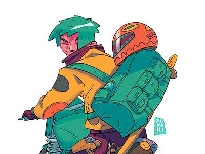 motorcyclist concept art biker concept helmet jacket katana motorcycle sword yellow