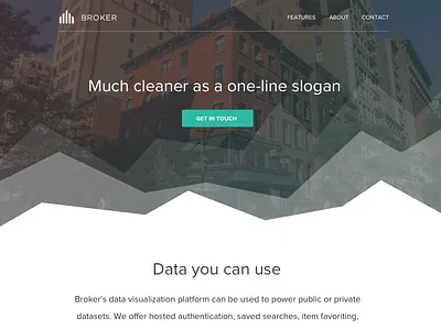 Broker Landing data full screen graph homepage real estate typography