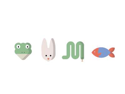 Animal Illustrations fish frog rabbit snake