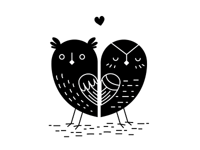 Owl love black and white cute heart illustration love owl valentines