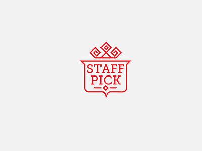 Staff Pick badge brand identity branding crest crown emblem icon identity lettering logo logo design seal shield