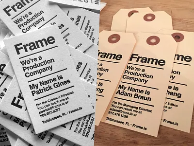 Frame Business Cards business cards cards letterpress tags
