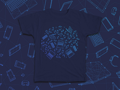 Nowsecure Illustration & Shirt Design cloud data devices gradient illustration infographic mesh mobile security shirt t shirt web