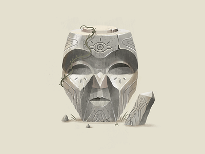 Colossus head art chiseled illustration monument photoshop ruins stone