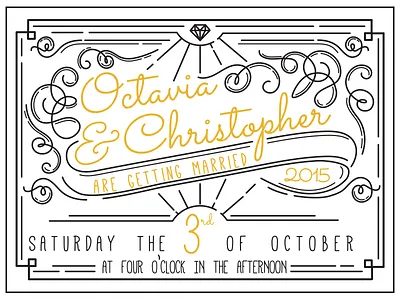 Gettin' Hitched curly invite type wedding