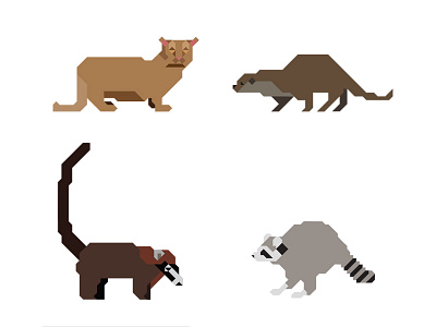 Animals animal cat jungle otter polygon raccoon