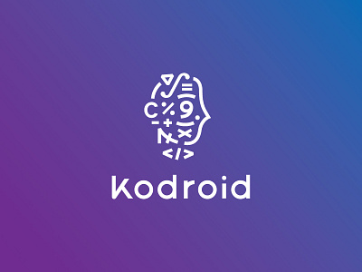 Kodroid Logo android code glyph head math number type