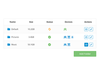 Add Folder default edit folder green music name pictures redesign rescan size status yellow