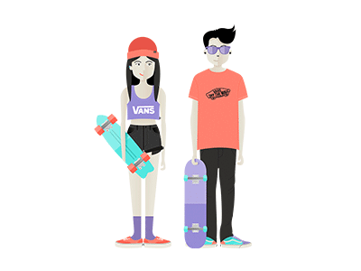 Vans . Free Illustration Kit apparel character design flat design illustration skate skaters vans vans shoes