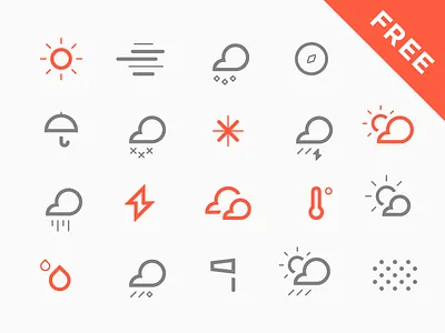 The Weather Is Round Free Icons cloud free freebie humidity icons rain storm sun temperature weather windsock