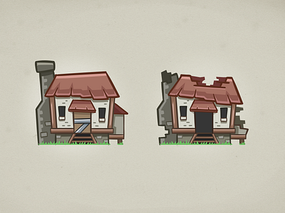 Raided House cartoon game art house mobile game vector village