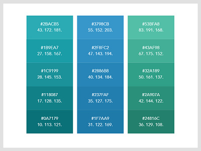 Colour Guide (Color!) color colors colour colours green guide hex rgb styleguide