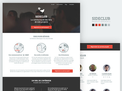 Sideclub V2 flat illustration illustrator interface red button ui webdesign