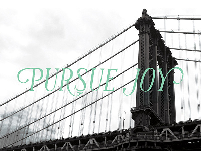 Pursue Joy brooklyn bridge charity water classy design handlettering joy lettering photography teal