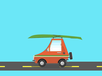 Kayak Car animation car kayak mountains