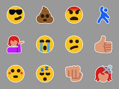 Emoticon Stickers emoji emoticon emotion flat stickers vector