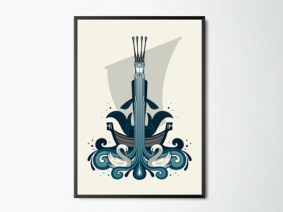 King of the lakes fish folk illustration lake swan vector water